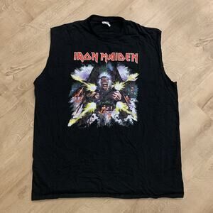 Iron Maiden Tailgunner Eddie Men's XL T-Shirt Machine Guns Sleeveless Chopped